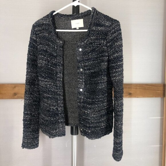 Iro PARIS Carene Wool Blend Blue Knit Blazer Jacket Sz 34 FRA - US  2 or XS - Picture 10 of 15